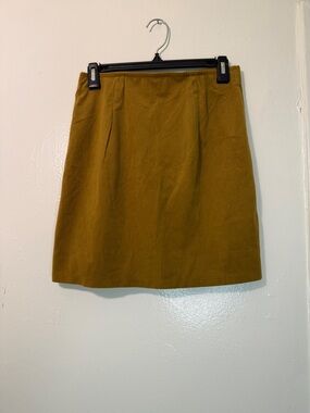 HAVE Mustard Yellow Corduroy Mini Skirt O-Ring Zip Front Retro Boho Small
